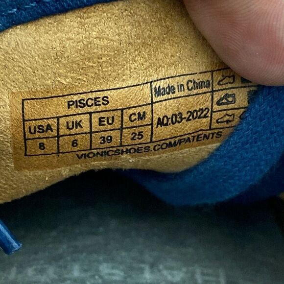 Vionic Pisces Blue Canvas Sneakers Lace Up Casual Shoes - Women's Size Size 8 - Picture 9 of 9